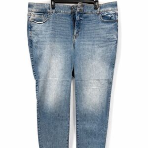 Lane Bryant Blue Denim Jeans with Gold Stitching Size 24